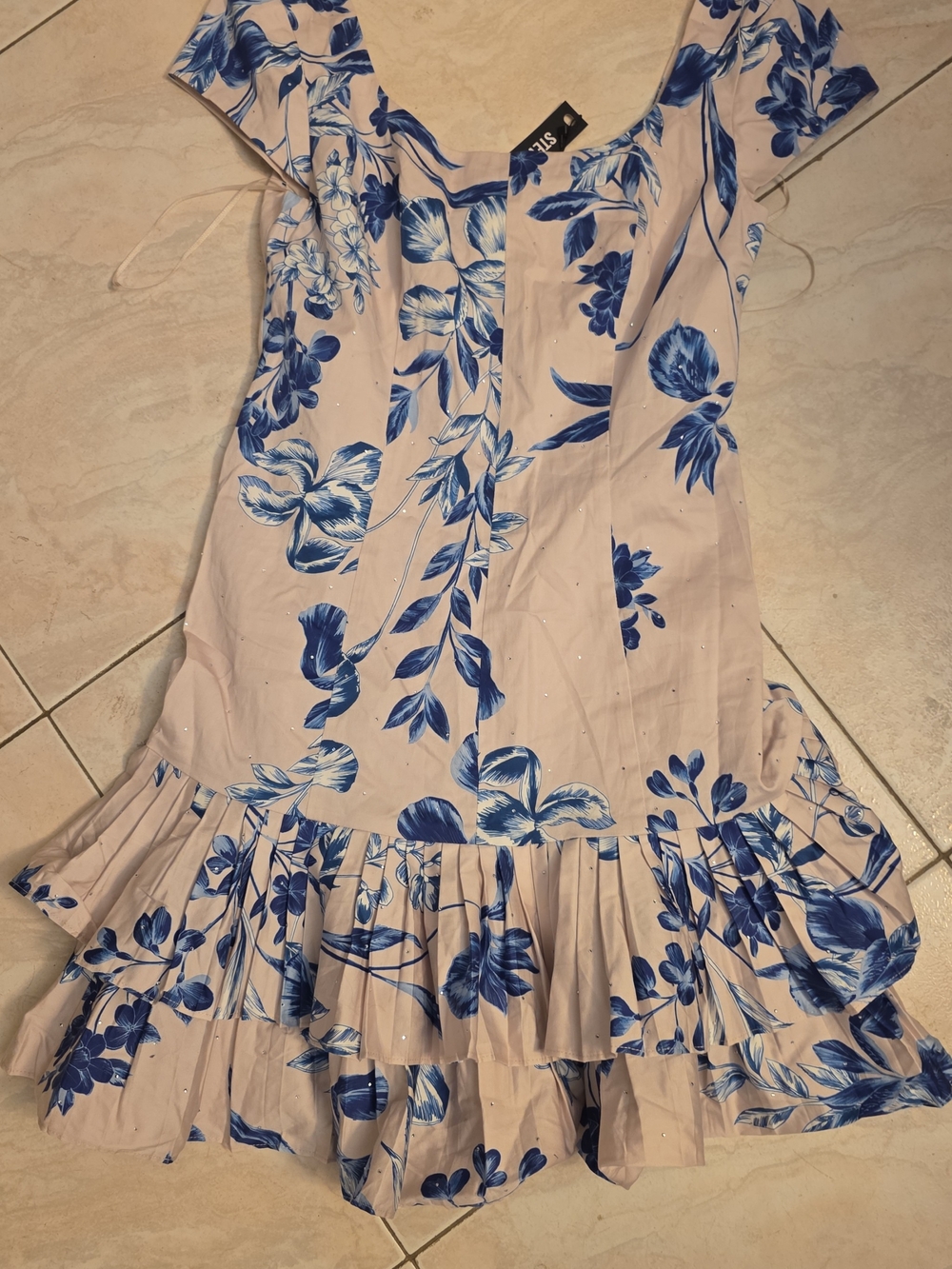 Steve Madden Blue Floral Off-Shoulder Ruffle Mini Dress